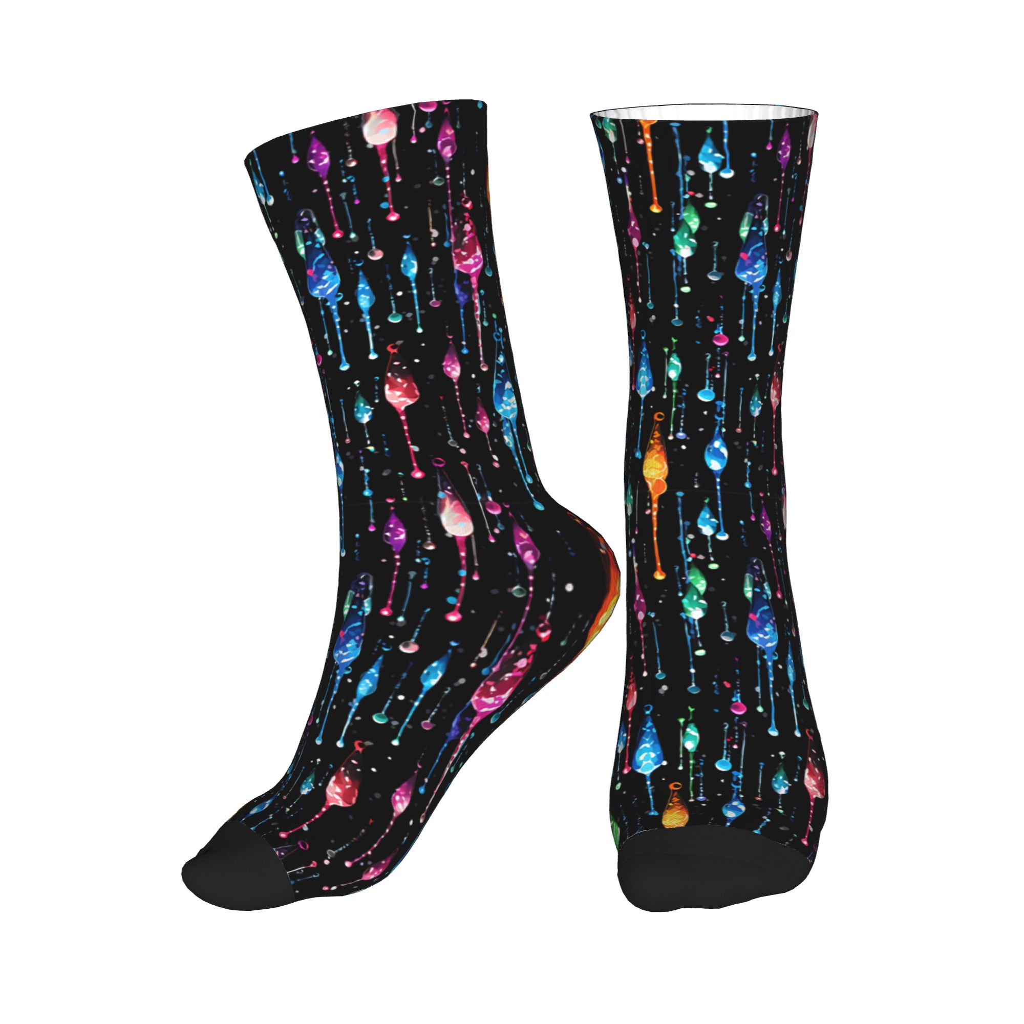 Dress Sock Men - جوارب طويلة بنمط قطرات قوس قزح